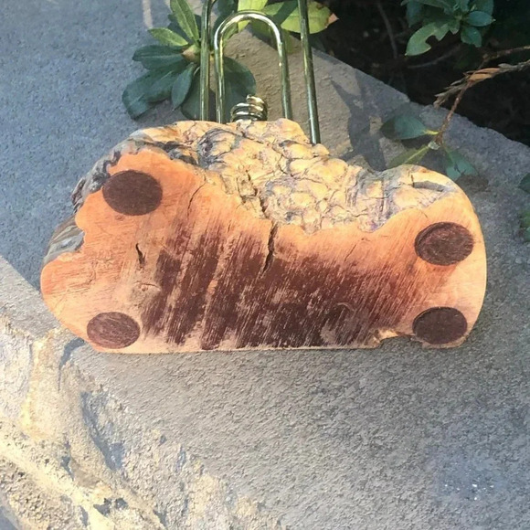 Vintage Mid Century Burl Wood Letter and Pen Holder - Picture 5 of 5